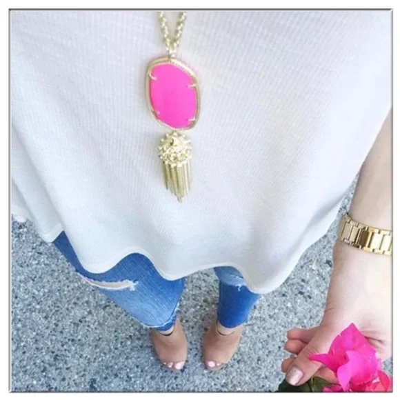 Kendra Scott Rayne Long Pendant Necklace In Magenta NWT - Picture 4 of 4